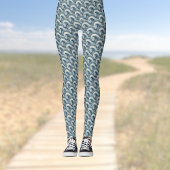 Leggings Polynesian Beach Waves and Flowers Ethnic Pattern