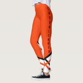 Leggings Pom-pom girl orange, blanc et noir (Gauche)