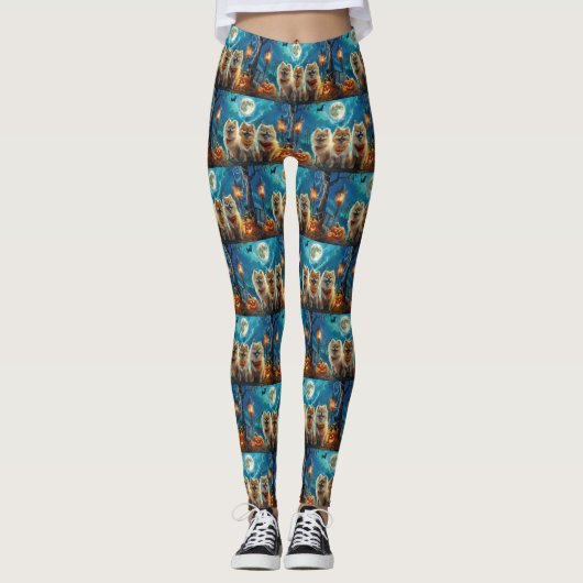 Leggings Pomeranian Halloween Épouvantable (Devant)
