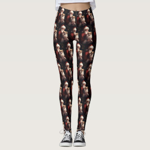 Leggings Poméranien avec Noël Festif du Père Noël