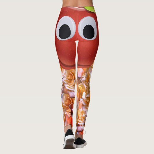Leggings Pomme, fruit rouge aux yeux de dieu - Comic Face (Dos)