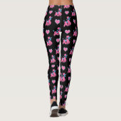 Leggings Poodles et Coeurs roses et bleus sur Noir (Dos)