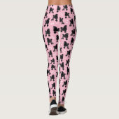 Leggings Poodles noirs et vaches Motifs roses (Dos)