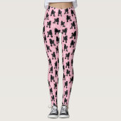 Leggings Poodles noirs et vaches Motifs roses (Devant)