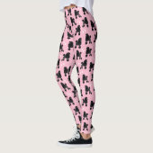 Leggings Poodles noirs et vaches Motifs roses (Gauche)
