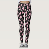 Leggings Poodles roses et vaches Motif noir (Devant)