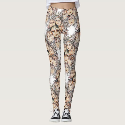 Leggings Pop Art Anime Motif avec éléments féminins (Devant)