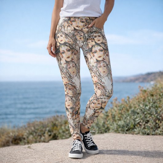 Leggings Pop Art Anime Motif avec éléments féminins