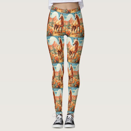 Leggings Pop Art Palomino Desert Horse (Devant)