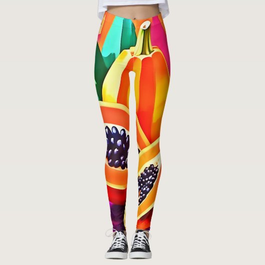 Leggings Pop Art Papaye Tranchée (Devant)
