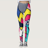 Leggings Pop art pow ! Pattern à Magenta, Blue et Black (Devant)