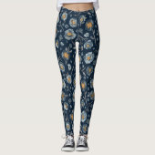 Leggings Poppies Charmante Blue Grey Jaune Poppy Floral (Devant)