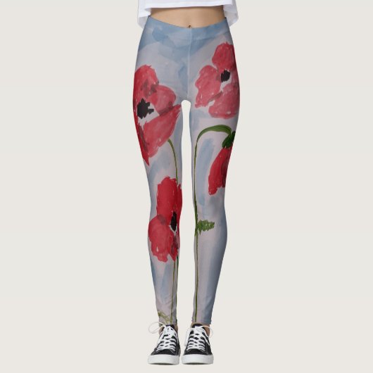 Leggings Poppies rouges sauvages (Devant)