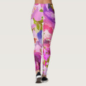 Leggings Pops de rose et violet floral vibrant (Dos)