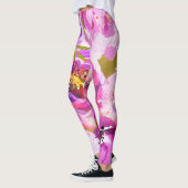 Leggings Pops de rose et violet floral vibrant (Gauche)