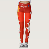 Leggings Populära juliga röda samiskt inspirerade (Devant)