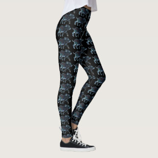 Leggings Porcs modelés par lumière sur le noir