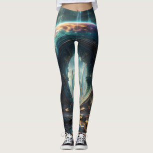 Leggings Portail futuriste de la planète Alien avec Porte m