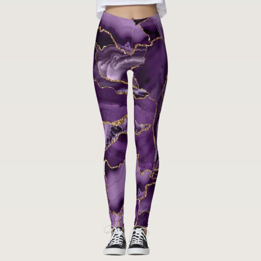 Leggings Porte de parties scintillant violet et or (Devant)