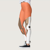 Leggings Portrait de chien marron et blanc mignon (Gauche)