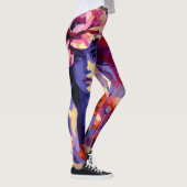 Leggings Portrait de Femme Abstraite & Fleurs (Droite)