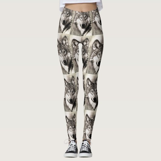 Leggings Portrait de loup (Devant)