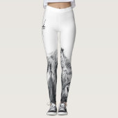 Leggings Portrait de vache Highland premier monogramme noir (Devant)