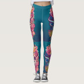 Leggings Portrait d'une couronne de fleurs (Devant)