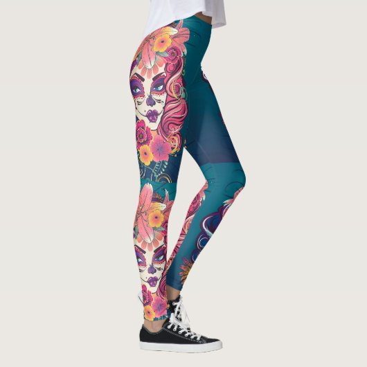 Leggings Portrait d'une couronne de fleurs (Droite)