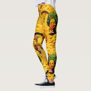 Leggings Portrait féminin africain avec coucher de soleil