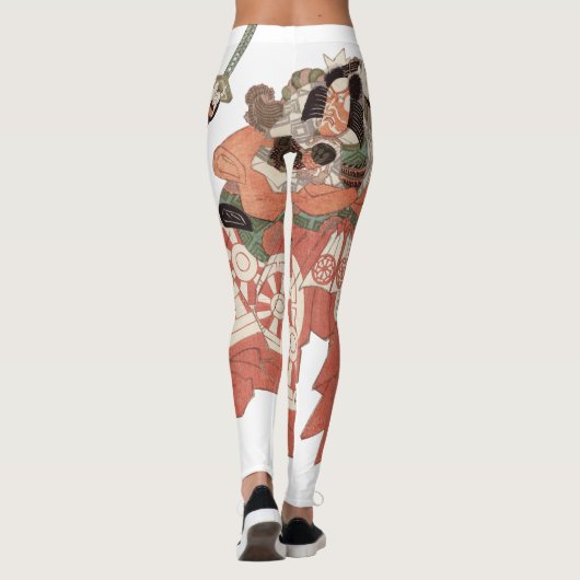 Leggings Portrait japonais vintage - Guerrier avec épée (Dos)