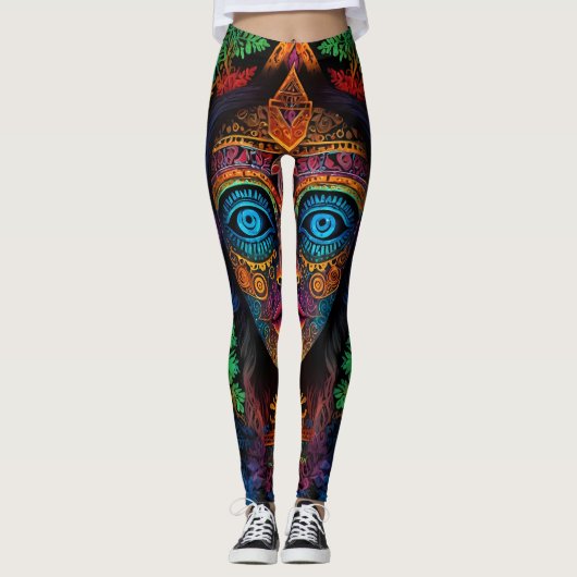 Leggings Portrait Zodiac & Aztec Mélange Abstrait (Devant)