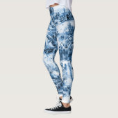 Leggings Portugais bleu tuiles romantique scène motif (Gauche)