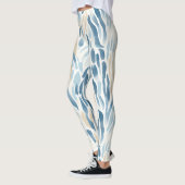 Leggings Poster de animal Abstrait de crème bleue (Gauche)