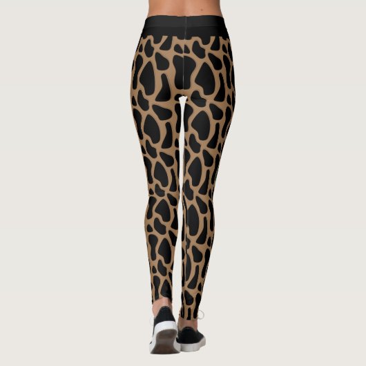 Leggings Poster de animal amusant Noir et Mocha Giraffe Imp (Dos)