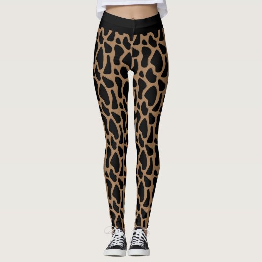 Leggings Poster de animal amusant Noir et Mocha Giraffe Imp (Devant)