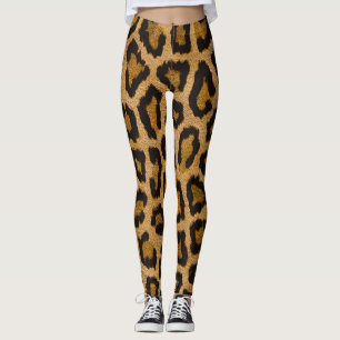 Leggings Poster de animal Brown jaune léopard noir