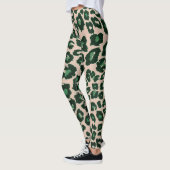 Leggings Poster de animal Brown vert léopard noir (Gauche)