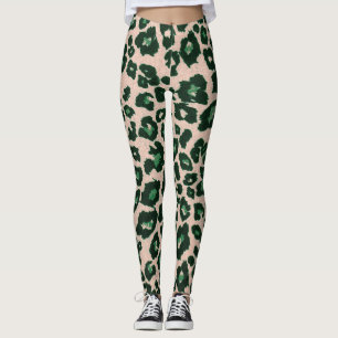 Leggings Poster de animal Brown vert léopard noir