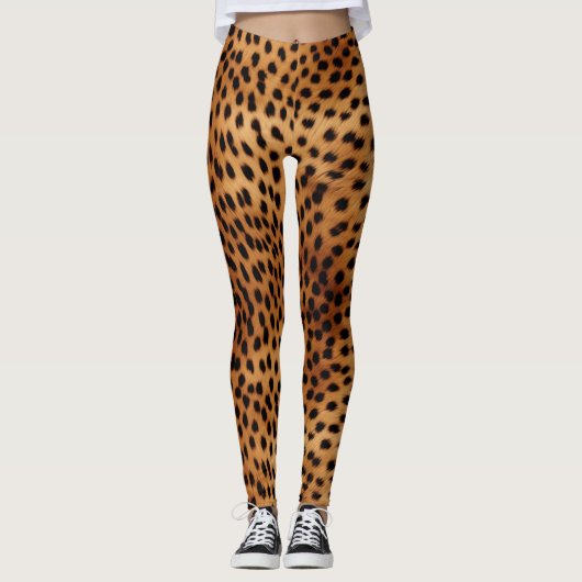 Leggings Poster de animal Cheetah Brown et noir (Devant)