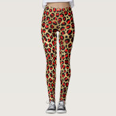Leggings Poster de animal cool Fun Leopard Scarlet Gold (Devant)