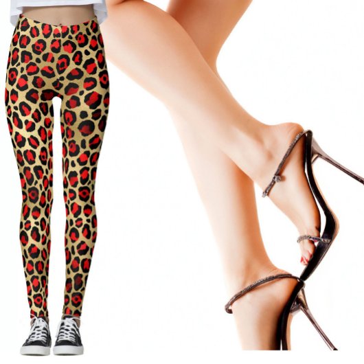 Leggings Poster de animal cool Fun Leopard Scarlet Gold