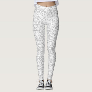 Leggings Poster de animal de chatte léopard de neige gris