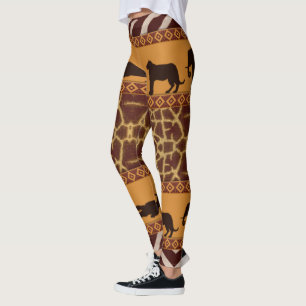Leggings Poster de animal de la Girafe Tribale africaine mo
