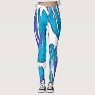 Leggings Poster de animal de la Giraffe bleue
