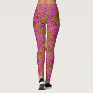 Leggings Poster de animal de mosaïque moderne rose et or ch