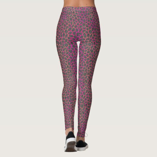 Leggings Poster de animal de mosaïque moderne rose, orange (Dos)