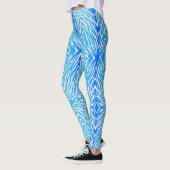 Leggings Poster de animal de rayures de tigre bleu électriq (Gauche)