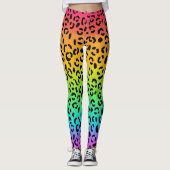 Leggings Poster de animal des points Jaguar arc-en-ciel (Devant)