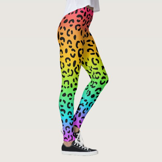 Leggings Poster de animal des points Jaguar arc-en-ciel (Droite)